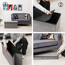 Baroni Home Cassapanca Pieghevole, Contenitore Portaoggetti, Pouf Poggiapiedi Velluto Grigio 76x38x38 cm