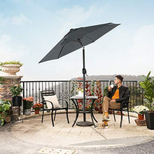SONGMICS Ombrellone da Giardino di 2 m, Parasole con Protezione UPF50+, Palo e Stecche in Metallo, Inclinabile, Base Non Inclusa, per Terrazzo Balcone Esterno, Grigio GPU202G01