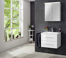 FACKELMANN - Armadietto da bagno con specchio a LED, con sistema di chiusura morbida, dimensioni: ca. 60 x 69 x 15 cm, armadio di alta qualità con specchio e illuminazione per il bagno/corpo: bianco