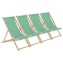 Harbour Housewares Sedia a Sdraio Pieghevole Tradizionale - Regolabile - Verde/Bianco a Strisce - 4 Pezzi