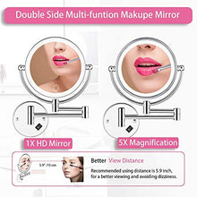 MRJ Specchio Trucco con Ingrandimento 5X/1X Specchio Parete LED Specchio Estensibile da Bagno Rotazione a 360° Ideale per Bagno Hotel Spa, EU Plug