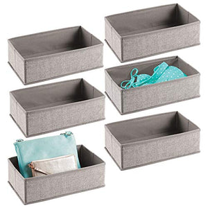 mDesign Set da 6 Scatole per armadio e cassetti – Comode scatole portaoggetti in tessuto – Flessibili portagiochi – grigio