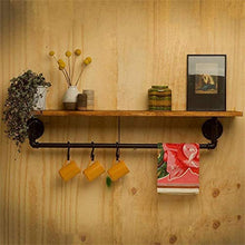 Great Coat Ganci, Mensola Hanging tubo di acqua parete decorativo fissato al ripiano angolare Telaio assicella bagagli stand in stile retrò Rack con Display Ferro / legno con ganci scaffali galleggian
