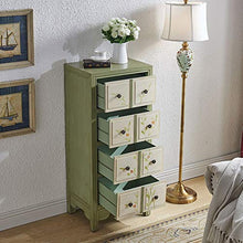 ZzheHou Cassettiera Retro Cassetto di Legno Solido Cabinet Ingresso Magazzino in Verniciato Anziano Tre Cassettiere Robusto Durevole Semplice E Grazioso (Color : Green, Size : 48x35x101cm)