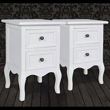 Comodino con 2 Cassetti, Set di 2 Pezzi Comodini in MDF, Comodino Piccolo Organizzatore da Letto, Design Moderno, Bianco, 34.5 x 30 x 49 cm