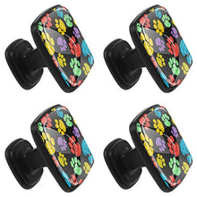 Zampa di doodle disegnato a mano colorato Pomelli per Porta Set di 4 Pomelli per Mobili Manopole per Cassetti Cucina Armadio Vetro