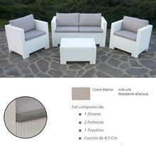 bica SALOTTO da giardino in RESINA BIANCO Mod. COLORADO Set 4 pz con cuscini
