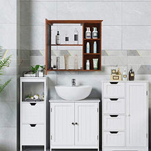 ZTGL Armadietto Multiuso per Specchio da Bagno, Organizer per Medicinali da Cucina a Parete con Ripiano Aperto, Decorazione Domestica,Marrone,27.5"