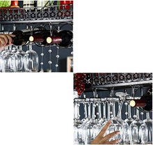 L.TSN Organizzazione per la conservazione della Cucina Portabottiglie in Metallo Portabottiglie per Vino Appeso a soffitto Nero Facile da installare (Dimensioni: 60 Volte; 25 cm)