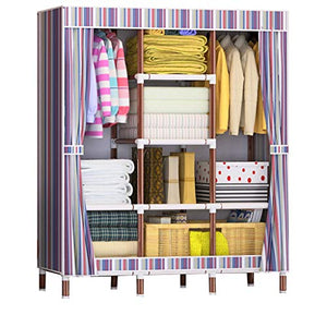 Stripe Tela Armadio Lo Stoccaggio Vestiti Appesi Affitto Casa Bold Camera 25 Millimetri Portatile Scaffalature Metalliche in Camera 128X46X175CM MUMUJIN