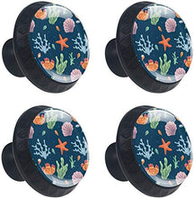 Marine Sea Shells Seaweed Starfish Pomelli per Porta Set di 4 Pomelli per Mobili Manopole per Cassetti Cucina Armadio Vetro