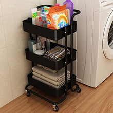 LY Scaffale del Carrello del Salone a 3 Livelli, Carrello di rotolamento Multifunzionale del Pavimento della Cucina con Il Freno, carico di 220 libbre (Color : Black)