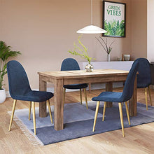 Deuba Sedie Sala da Pranzo 4 pz Tessuto sedie da Cucina Soggiorno Salotto Gambe Metallo Sedia Salone Blu Scuro