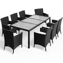 Deuba Tavolo e sedie da Giardino Rattan Cuscini 8 sedie impilabili Set mobili Esterno Giardino Balcone terrazzo Patio