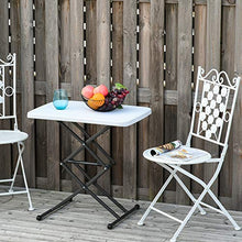 Outsunny Tavolino Pieghevole da Giardino in Metallo e PE, Altezza Regolabile su 4 Livelli, Nero e Bianco, 64x46x34-64cm