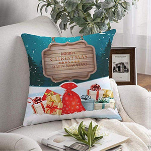 Kris.D Copertura Decorativa del Cuscino di tiro Vacanze di Neve Colorate Scatole di Cartone di Natale Albero di Legno Paesaggio Felice Abete di Natale Accogliere Legno Anno18x18 Pollici