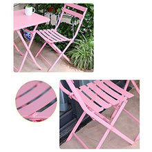 CGBF-Tavolo da Giardino Rotondo Pieghevole da 60cm con 2 Sedie Set Bistrot 3 Pezzi Mobili da Giardino per Patio Outdoor Antiruggine,Rosa