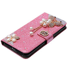 Saceebe Compatibile con iphone 11 Pro Max 6.5 Custodia pelle Glitter Cover a libro Glitter Diamante Strass Flip Case [Custodia corona perla farfalla] Rhinestone Portafoglio Pelle Cover Morbido,rosa