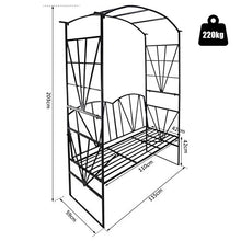 Outsunny Panchina da Giardino 2 Persone con Pergolato Metallo 115 x 59 x 203 cm Nero