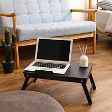 jiaju Tavoli da Picnic Tavolo Pieghevole, Tavolo Laptop Regolabile Tavolo da Tavolo in bambù Pieghevole Pieghevole Pieghevole per la Colazione Accogliente Black Bamboo Computer Table