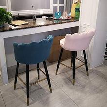 CMX-Barhocker Set di 2 sgabelli da Bar Moderni in Velluto, sgabelli da Cucina con Schienale e poggiapiedi, sgabelli da Bar Sedia da Pranzo in Altezza, Rosa e Blu