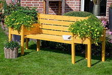 Dobar, panca da giardino con fioriere laterali, panca e fioriera, marrone chiaro, 211 x 64 x 92 cm