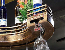 XHCP - Portabottiglie da appendere per vino, supporto per calici a testa in giù, altezza regolabile del braccio, creativo bar bar