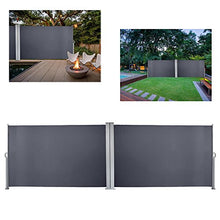 wolketon Doppia Riavvolgibile Tenda Paravento Laterale, Antivento, Protezione Privacy, Protezione Solare, per Balcone, Terrazzo, Giardino, Tendalino per Patio-180 x 600 cm Grigio