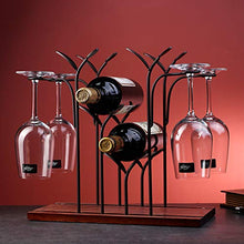 FYLHX Freestanding Cremagliera del Vino,Metallo Tavolo Cremagliera del Bicchiere di Vino Legno Vino Cremagliera di Vetro per Home Decor Bar Cucina Portabicchieri da Vino.