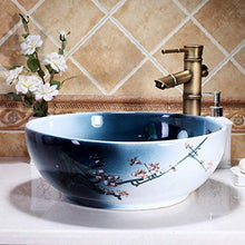 Jgophu Lavandino in ceramica dipinto a mano con fiori di prugna, colore: blu e bianco