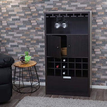 Mendler Portabottiglie Mobile per Vini HWC-F66 35x62x120cm Marrone Scuro