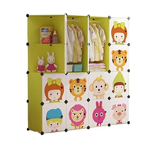 Locker 14-Porte Armadio Armadio 2-Hanging Archivi Rimovibili di Plastica D'angolo 10-Gitter Scaffali Abbigliamento Home Camera Verde 147X37X147CM MUMUJIN