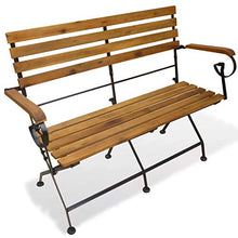 Cikonielf Panchina da Giardino Pieghevole 112 x 46 x 85 cm Panchina Terrazzo in Legno Massello d'Acacia per 2 Persone- Marrone
