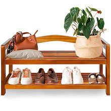 Deuba Panca Scarpiera Legno d´Acacia 2 Ripiani 42 x 74 x 26 cm caricabile Max 80kg Mobile Corridoio