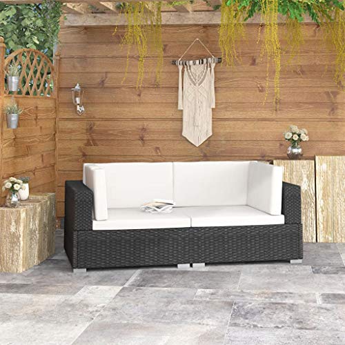 FAMIROSA Poltrone Modulari ad Angolo con Cuscini 2 pz Polyrattan Nero-7260