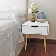 Yaheetech Set 2 Comodino Camera da Letto Bianco Comodino con Cassetto Gambe in Legno Mobiletto Organizzatore da Letto 48,5 x 41 x 57,5 cm Tavolini d'Appoggio Tavolino Lato Moderno da Divano Salotto