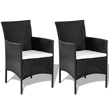 Totò Piccinni Set Praga Salotto Completo di Divano 2 Poltrone e Tavolino in Vetro e Poly Rattan Struttura in Acciaio con Cuscini (Nero)