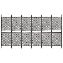 E E-NICES Paravento a 6 Pannelli in Polyrattan Marrone 360x200 cm