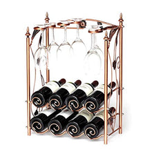 LXH-SH Cremagliera del Vino Nana Elegante Rack Vetro di Essiccazione, Bottiglie di Vino Metallo Rack Calici Stand Contiene 8 Bottiglie e 6 Bicchieri 42x15.5x46.5cm scaffali Vino contatore