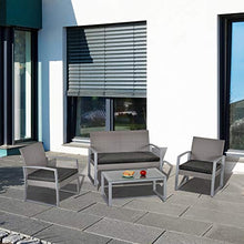 Outsunny Salotto da Giardino in Rattan, Set Mobili da Esterno con Divano da Giardino e Poltrona da Esterno, Grigio