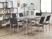 Beliani Set da Giardino Tavolo Simil Cemento 6 Sedie Rattan Nero 180 x 90 cm GROSSETO
