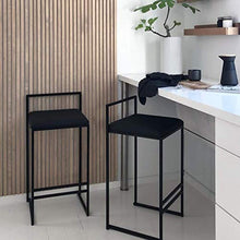 GYPPG Sedia Elegant Home Dcor Altezza del bancone Sgabelli Bar Sedie, Cucina Colazione Sgabello Bar Poggiapiedi Schienale, Sedile Quadrato in Velluto Imbottito e Gambe in Meta
