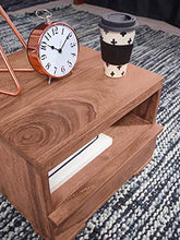 FineBuy Comodino Letto Legno Massello Acacia 40x30x40cm Stile Moderno | Consolle Notturna con cassetto | Comodino da Notte