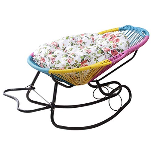 FGVBC Sedia a Dondolo reclinabile in Rattan Sedie a Sdraio con Cuscini Sedia da Giardino per Bambini Asilo Nido per Adulti con poggiapiedi e braccioli Sedie a Sdraio reclinabili per Patio Piscina
