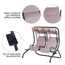 Outsunny Dondolo da Giardino 2 Posti con Sedute Separate e Tetto Parasole, Acciaio e Poliestere, 170x136x170cm Beige