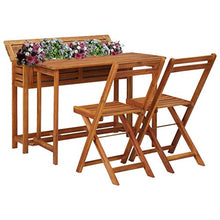 Tidyard Tavolo con Fioriera da Balcone e 2 Sedie in Massello di Acacia