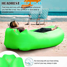 Huou, lettino gonfiabile 2019, divano gonfiabile impermeabile con borsa portaoggetti, amaca con poggiatesta gonfiabile per viaggi, campeggio, piscina e spiaggia (verde)