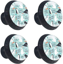 Doodle pesce orso pinguino Wolf Penguin Fish Words Pomelli per Porta Set di 4 Pomelli per Mobili Manopole per Cassetti Cucina Armadio Vetro