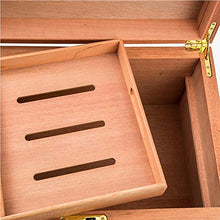 Minmin Cigar Box Legno di Cedro Piano vernice grande capacità di visualizzazione doppio vetro umidificatore Cigar Box di stoccaggio, 375x245x180mm accessori del sigaro (Size : 375x245x180mm)
