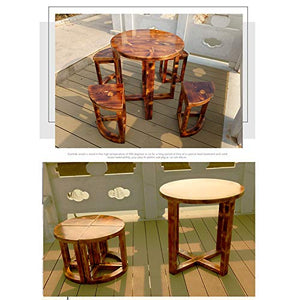 5 pezzi di combinazione di tavolo e sedia in legno massello anticorrosivo da patio patio esterno rotondo tavolo da pranzo e sedia retrò, set di mobili per veranda, per caffè / bar / ristorante